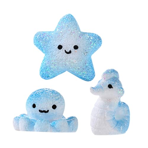 FELTECHELECTR 3st Ornamente Aus Meereslebewesen Miniaturfiguren Tiere Mini-Muschel-Ornamente Meereslebewesen Figur Mini-strandmuscheln Mini-Seepferdchen Seesternfiguren Meereskrake-Figuren Harz von FELTECHELECTR