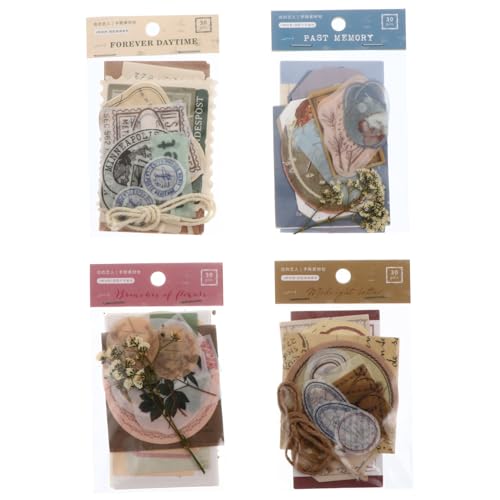 FELTECHELECTR Handbuch-Aufkleber 4 Sets Mit Vintage-Scrapbook-aufklebern Leuchtende Farben Und Zarte Muster Zufälliger Stil FELTECHELECTR Handbuch-Aufkleber 4 Sets Mit Vintage-Scrapbook-aufklebern Leuchtende Farben Und Zarte Muster Zufälliger Stil von FELTECHELECTR