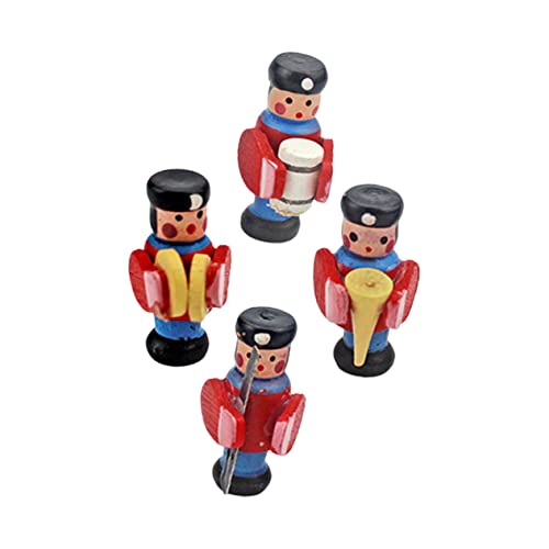 FELTECHELECTR 4 Stück Mini-Drum-Figuren Holzornament Mini-Figur Mini-holzhandwerk Mini-Schlagzeuger-Modell Schlagzeuger-Team-Spielzeug Bücherregal-Statue Modelle Hölzerne Puppe Rot L110 Miniatur von FELTECHELECTR