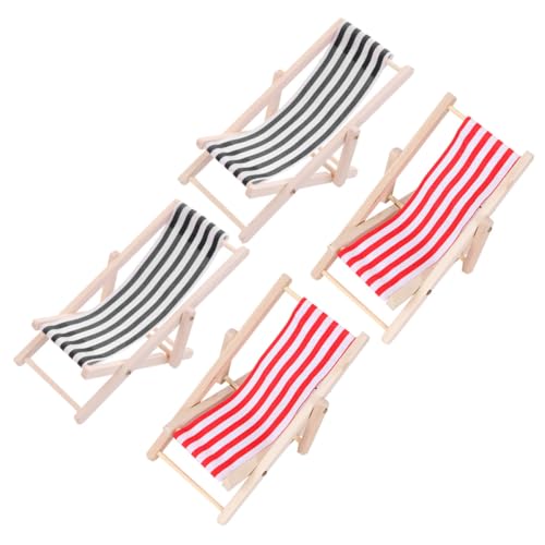 FELTECHELECTR 4 Stück Puppenhaus Strandkorb für den Strand Puppenhausstuhl puppenstubenmöbel Dollhouse Furniture Mikro-Landschafts-Miniatur-Strandkorb Mini-Hausverzierung Holz von FELTECHELECTR