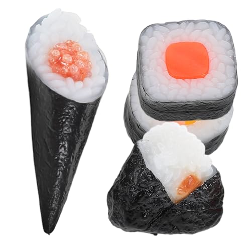 FELTECHELECTR 4 Stück Realistische Sushi Modelle Künstliche Onigiri Food Dekoration Fotorequisiten Langlebiges Japanisches Restaurant Display mit Detailgetreuen Sushi Nachbildungen von FELTECHELECTR