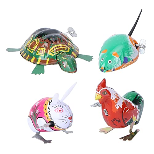FELTECHELECTR 4 Stück Retro Teiliges Blechspielzeug mit Tierischen Aufziehfiguren Klassische Wind Up Spielzeuge für Sicher und Dekorativ für Kinderzimmer und Sammlungen FELTECHELECTR 4 Stück Retro Teiliges Blechspielzeug mit Tierischen Aufziehfiguren Klassische Wind Up Spielzeuge für Sicher und Dekorativ für Kinderzimmer und Sammlungen von FELTECHELECTR