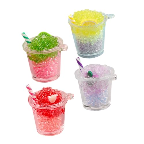 FELTECHELECTR 4 Stück Teiliges Miniatur Getränke Leuchtende Resin Eisbecher Farblich Gemischt Puppenhaus Zubehör Realistische Miniatur Dekoration von FELTECHELECTR