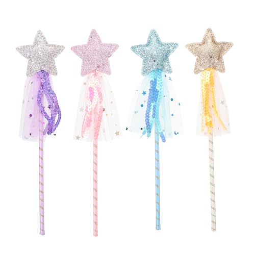 FELTECHELECTR 4 Stück Zauberstab Feenhaftes Kinderspielzeug für Mädchen Feenkostüm Puppenflügel Fairy Wand für Kid Toys dekorativer Feenstab sternförmiger Feenstab PVC FELTECHELECTR 4 Stück Zauberstab Feenhaftes Kinderspielzeug für Mädchen Feenkostüm Puppenflügel Fairy Wand für Kid Toys dekorativer Feenstab sternförmiger Feenstab PVC von FELTECHELECTR