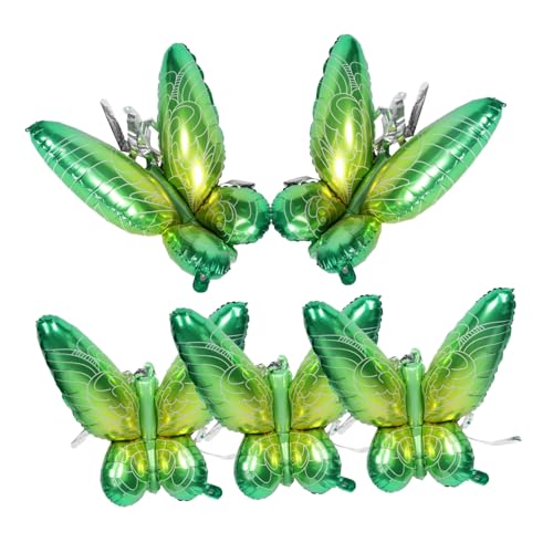FELTECHELECTR 5 Stück Flügel Ballon Partyballons Hochzeitsfeierlieferungen schmetterling hochzeitsdekorationen schmetterling dekorationen Schmetterlings-Geburtstagsballons Aluminiumfolie Green von FELTECHELECTR