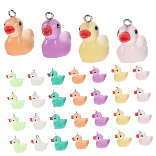 FELTECHELECTR 50 Stück Kleine Leuchtende Mini Enten Auto Armaturenbrett Enten Winzige Enten Aquarium Ornamente DIY Enten Anhänger Mikro Landschafts Enten Winzige Tierfiguren Enten Charms von FELTECHELECTR