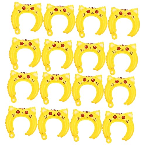 FELTECHELECTR 50 Stück Stirnband Aluminiumfolie Ballon aufblasbare Partyartikel Stirnbandballon geburtstagsdeko kindergeburtstags dekoration Tiere Ballon Haarreifen Ballon für Kind Yellow von FELTECHELECTR