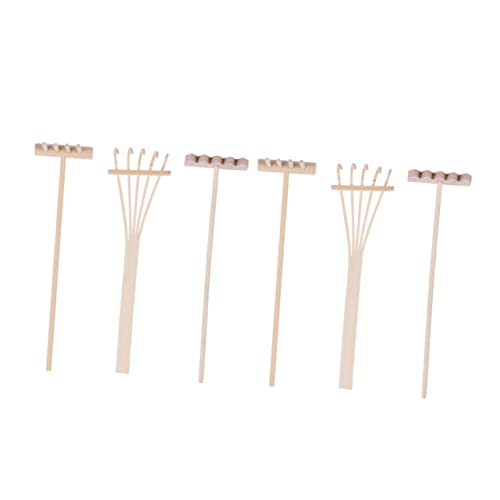 FELTECHELECTR 6 Stück Teiliges Mini Gartenrechen Set aus Bambus für Zen Garten Zubehör für Sandkasten Kleine und Pflanzenpflege Handgerechtes Werkzeug für Kreative Sandmuster und Meditation von FELTECHELECTR