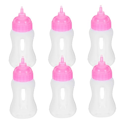 FELTECHELECTR 6 Stück Teiliges Mini Puppenflaschen Milchfläschchen für Realistische Babyflaschen mit Bunten Designs für Puppenhaus Zubehör und Pädagogisches Rollenspiel von FELTECHELECTR