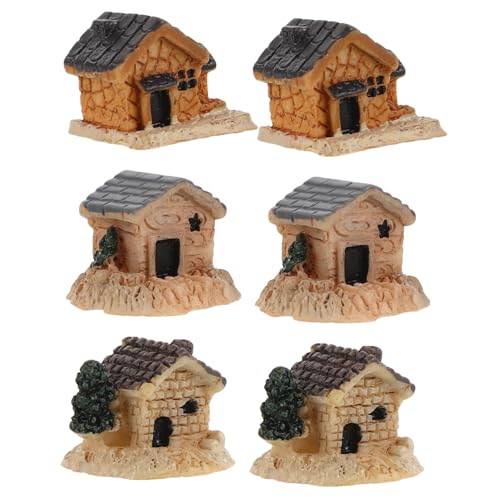 FELTECHELECTR 6st Mini-Ornamente Mini-gartenzubehör Winziges Kleines Spielzeughaus Minihäuser Zum Basteln Miniaturgartenbauten Terrariendekorationen Winzige Hausfigur Minidorf Harz von FELTECHELECTR