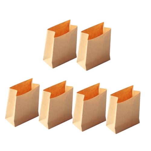 6St Puppenhaus-Papiertüte Miniaturen Kraftbeutel Modelle Mini-Haussüßigkeiten-Verpackungsbeutel Verpackungstüten aus Papier Brot Requisiten schmücken Backbeutel Packsack von FELTECHELECTR
