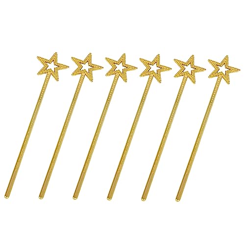 FELTECHELECTR 6 Stücke Goldene Kunststoff Fee Zauberstäbe Stern Pentagramm Design Für Jungen Und Mädchen Geburtstag Party von FELTECHELECTR