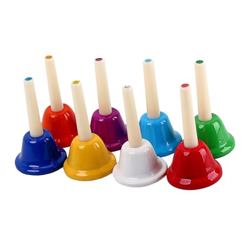 FELTECHELECTR 8 Stück Teiliges Handglocken Bunte Oktavklang Handglocken mit Klarem für Frühkindliche Musikalische Früherziehung und Handkoordination Pädagogisches Percussion von FELTECHELECTR