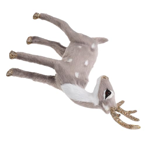 FELTECHELECTR Elchmodell Miniatur-rentierfiguren Truthahnfigur Hirsch Elch-skulptur Aus Kunststoff Hirschgeweih Aus Kunststoff Rentier Tischplatte Rentier REH Grey Kunstfell von FELTECHELECTR