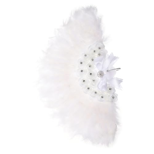 FELTECHELECTR Handfächer mit Federblumen Handgehaltener Vintage Fächer für Hochzeit Partydekoration Leicht Tragbar Künstlerisches Design Geeignet für Damen und Mädchen von FELTECHELECTR