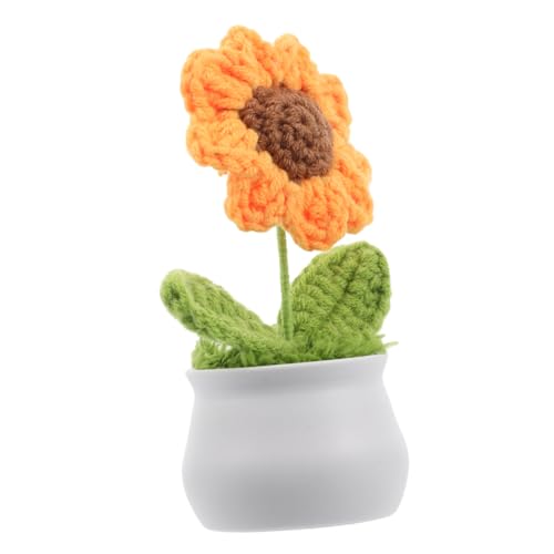 FELTECHELECTR Handgemachte Gehäkelte Sonnenblumen-Dekoration, Mini-topfpflanze, Niedliche Gestrickte Blumenornament Für Zuhause, Büro, Auto, Armaturenbrett-Dekoration FELTECHELECTR Handgemachte Gehäkelte Sonnenblumen-Dekoration, Mini-topfpflanze, Niedliche Gestrickte Blumenornament Für Zuhause, Büro, Auto, Armaturenbrett-Dekoration von FELTECHELECTR