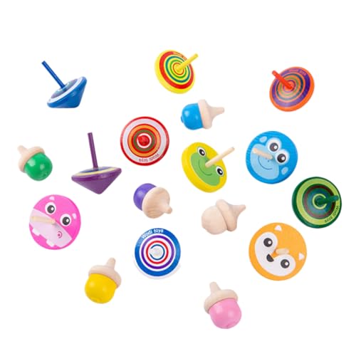 FELTECHELECTR Holzkreisel Teilig Bunte Drehspielzeuge für Jungen Mädchen Fördert Kreativität Feinmotorik Hand Auge Koordination Glatte Oberfläche Sicheres Kinderspielzeug von FELTECHELECTR