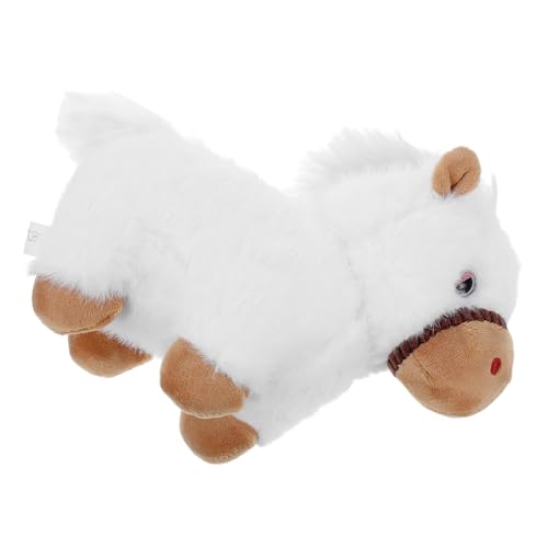 FELTECHELECTR Jahr des Pferdes Maskottchen Realistisches Weißes Kuscheltier für Erwachsene Deko für Zuhause und Partys von FELTECHELECTR