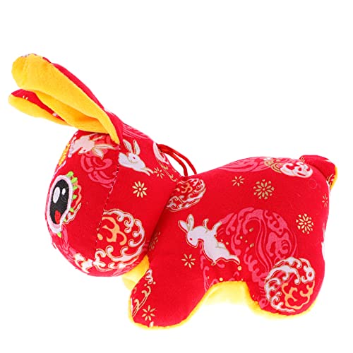 FELTECHELECTR Kaninchen-Anhänger Hasen anhänger hasenpuppe kaninchenzubehör kaninchenspielzeug Kaninchenfigur Hasenjahr gefülltes Hasenspielzeug Plüschtier Hasen Stofftiere PP Baumwolle rot von FELTECHELECTR