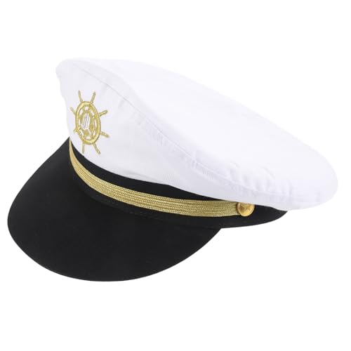 FELTECHELECTR Kapitänsmütze für Erwachsene Leichte Atmungsaktive Mütze Eleganter Weißer Seglerhut für Damen Herren für Kostüm party Cosplay Bühnenauftritt und Fotorequisit von FELTECHELECTR