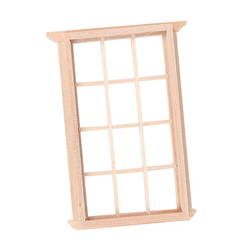 FELTECHELECTR Mini Holzfensterrahmen mit Gitterdesign Puppenhaus Dekoration DIY Zubehör für Kreative Langlebig und Vielseitig Einsetzbar als Hängendes Ornament für Miniaturwelten von FELTECHELECTR