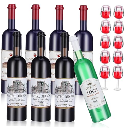 FELTECHELECTR Miniatur Rotweinflaschen Set 4 Blaue + 3 Schwarze + 1 Grüne Flasche Mit 10 Mini Weingläsern Dollhouse Zubehör Für Kreative Bastelprojekte Und Miniaturhäuser FELTECHELECTR Miniatur Rotweinflaschen Set 4 Blaue + 3 Schwarze + 1 Grüne Flasche Mit 10 Mini Weingläsern Dollhouse Zubehör Für Kreative Bastelprojekte Und Miniaturhäuser von FELTECHELECTR