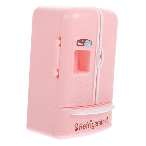 FELTECHELECTR Puppenhaus Mini-Simulation doppelt offener Kühlschrank Miniatur-Küchenszene Requisitenmodell (rosa) Mini-Kühlschrankspielzeug Küchenzubehör Möbel Spielzeuge Spielhaus Kühlschrank von FELTECHELECTR