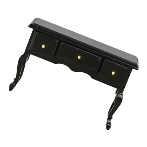 FELTECHELECTR Puppenstubentisch Mini-hausdekoration Miniatur-schreibtischornament Mini-hausaccessoire Mini-Tisch Mini-Schreibtisch Tisch-mini-möbel Mini-möbelmodell Mini-haustisch Black Holz von FELTECHELECTR