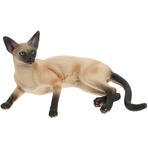 FELTECHELECTR Realistische Siamkatze Dekoration Hochwertige Katzenstatue aus Widerstandsfähigem Kunststoff für Wohnzimmer Restaurant und Kindergarten Perfektes von FELTECHELECTR