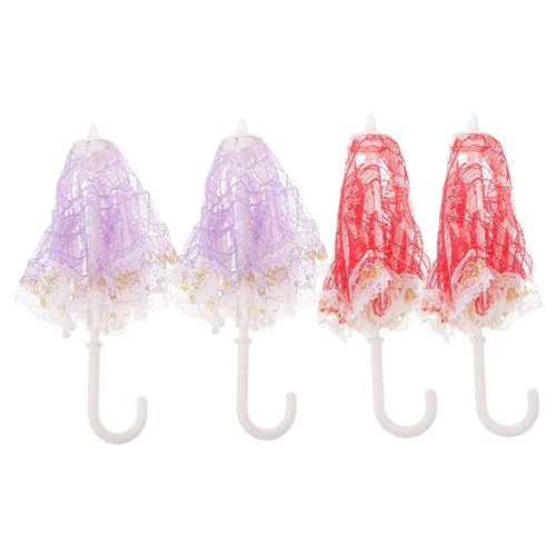 FELTECHELECTR 4stücke Mini Regenschirme Für Puppen Verschleißfestes Tischdekor Und Fotorequisiten Adorable Puppenzubehör Für Miniaturen Und Hausmodelle Farbe Zufällig von FELTECHELECTR