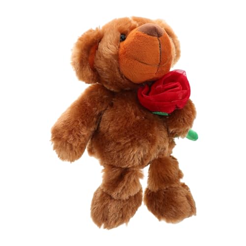 FELTECHELECTR Weicher Plüschbär mit Rosen Dekor Valentinstags Kuscheltier für Frauen Kleines Stofftier Kuscheltier Sammlerstück für Geburtstag Hochzeit und Romantische Anlässe von FELTECHELECTR