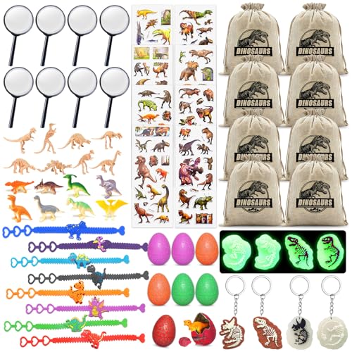 FEMBW Kindergeburtstag Mitgebsel Set, Dino Party Give Aways Kindergeburtstag mit Lupe Leuchtende Schlüsselanhänger Dino Eier Skeleton Kordelzugbeutel 3D Dino Stickers, Mitbringsel Jungen für Geburstag FEMBW Kindergeburtstag Mitgebsel Set, Dino Party Give Aways Kindergeburtstag mit Lupe Leuchtende Schlüsselanhänger Dino Eier Skeleton Kordelzugbeutel 3D Dino Stickers, Mitbringsel Jungen für Geburstag von FEMBW