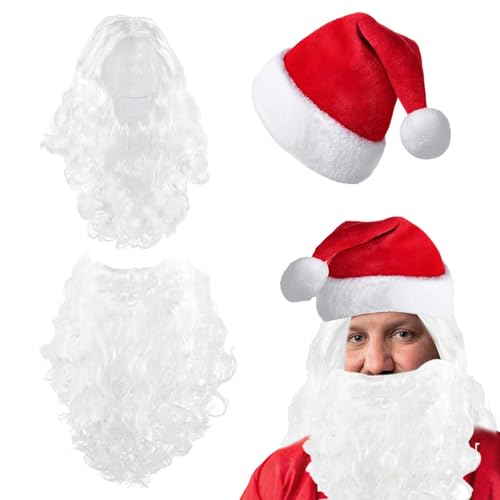 FENGCHUANG Weihnachtsmann Kostüm Erwachsene Weihnachtsmannkostüm mit Bart Perücke, Weihnachtsmütze für Erwachsene, Nikolaus Perücke für Weihnachtskostümparty, Weihnachtsfeier FENGCHUANG Weihnachtsmann Kostüm Erwachsene Weihnachtsmannkostüm mit Bart Perücke, Weihnachtsmütze für Erwachsene, Nikolaus Perücke für Weihnachtskostümparty, Weihnachtsfeier von FENGCHUANG