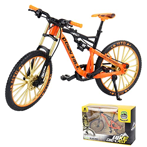 FENGQ 1:10 Finger Fahrrad Modell, Mountainbike-Spielzeug, Mini Fahrrad, Miniatur Finger Bike für Kinderspielzeug, Geschenke und Dekoration (Orange) von FENGQ
