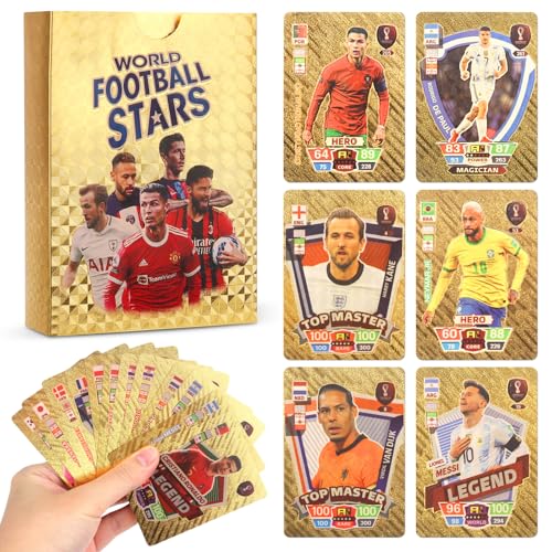 FENGQ 55 Stück World Cup Fußball Star Karte, Fussball Karten, UEFA Champions League Fußballkarten, Fußball Sammelkarte, Kinder zum Sammeln von Karten Für Fans Kinder Teenager Erwachsene von FENGQ
