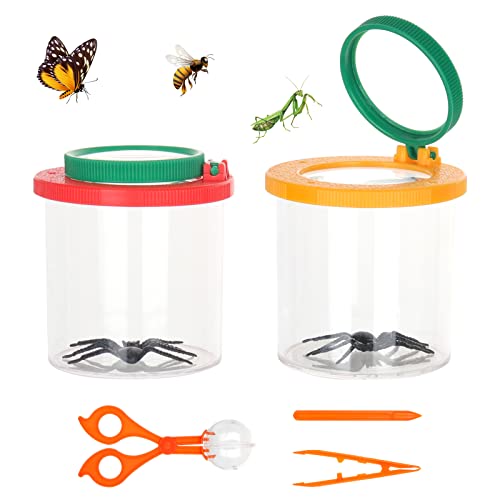 FENGQ Becherlupe Lupenbecher Set, 2 Stück Becherlupen für Kinder, lupenglas für Kinder, Lupendose mit Pinzette, Insektenfallen, Kugelclip, für Outdoor Wissenschaft Natur Erkundung FENGQ Becherlupe Lupenbecher Set, 2 Stück Becherlupen für Kinder, lupenglas für Kinder, Lupendose mit Pinzette, Insektenfallen, Kugelclip, für Outdoor Wissenschaft Natur Erkundung von FENGQ