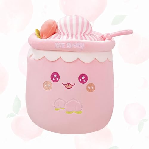 FENGQ Bubble Tea Kuscheltier, Boba Kuscheltier, Bubble Tea Plüschtier, Teetasse Kissen Kinderspielzeug, Stofftier Milchtee Teetasse Kissen Für Kinder Mädchen Erwachsene(Rosa) von FENGQ