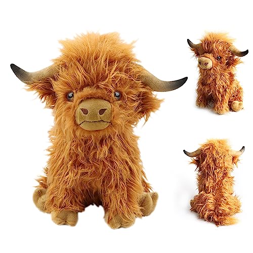 FENGQ Hochlandkuh Plüschtier, Schottische Hochlandkuh Kuscheltier, Hochlandkuh Plüsch Highland Cow für Kinder Party Geburtstag Weihnachten Thanksgiving für Mädchen, Jungen & Babys von FENGQ