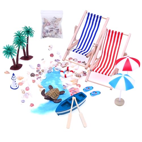 FENGQ Strand-Mikrolandschaft, 16 Stück Miniatur Deko Strand, Mini Stranddekorationen, Miniatur Dekoration, für DIY, Geburtstagsgeschenk, Garten Dekoration von FENGQ