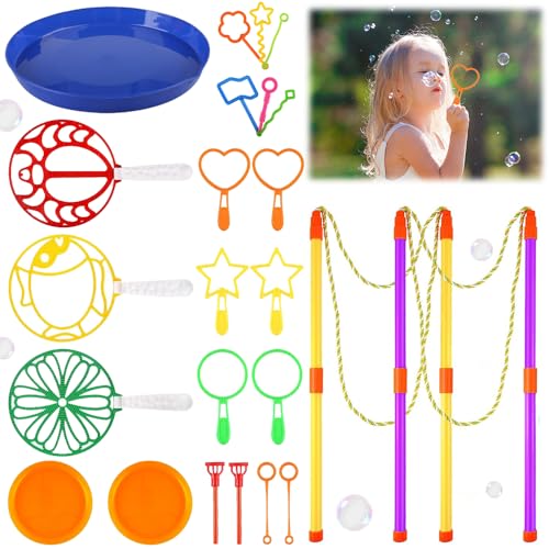 24 PCS Seifenblasen Set für Kinder, Große Seifenblasenstäbe, Seifenblasen Blase mit Tablett und 2 Seifenblasen Stab Groß, Zauberstab Einstellen Seifenblasen für Indoor und Outdoor Bubble Maker Spiele 24 PCS Seifenblasen Set für Kinder, Große Seifenblasenstäbe, Seifenblasen Blase mit Tablett und 2 Seifenblasen Stab Groß, Zauberstab Einstellen Seifenblasen für Indoor und Outdoor Bubble Maker Spiele von FENGQ