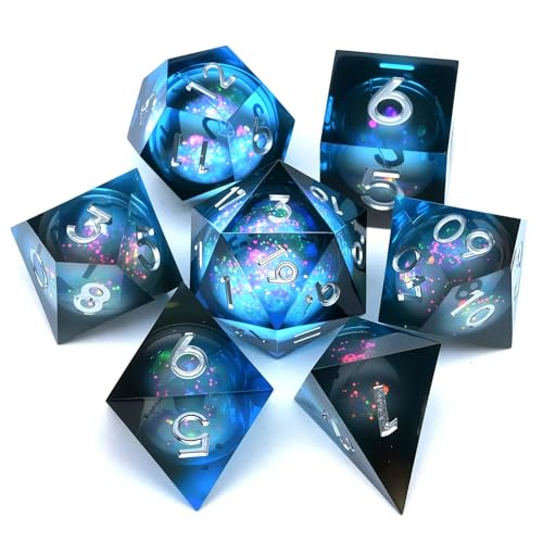 Dungeons and Dragons Liquid Core Dice Set D&D, Polyeder DND Resin dice Set, Used for Roleplay dice Magic Pathfinder Game DND dice Set (7 Pieces) von FENGYI