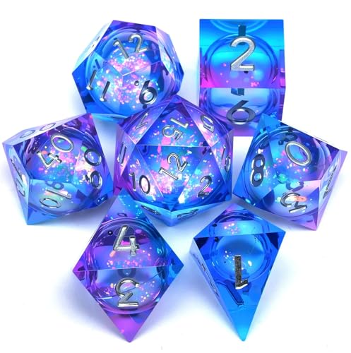 Dungeons and Dragons Liquid Core Dice Set D&D, Polyeder DND Resin dice Set, Used for Roleplay dice Magic Pathfinder Game DND dice Set (7 Pieces) von FENGYI