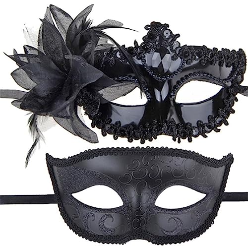 FENOHREFE 2 x Maskenmaske, exquisite Kunststoffmaske mit seitlichen Blumen- und Schmetterlings-Details, Halloween-Maske für Paare von FENOHREFE