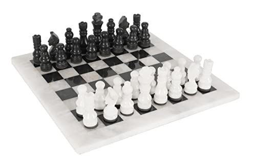 Radicaln Schachspiel, komplett aus Marmor, handgefertigt, Staunton, komplettes Schach-Set für Zwei Spieler, Weiß/Schwarz von Radicaln