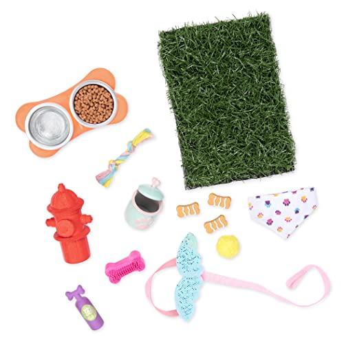 Glitter Girls Puppenzubehör – Haustier Zubehör Set mit Hundeleine, Futter, Hundespielzeug – Puppen Accessoires, Spielzeug für Kinder ab 3 Jahre von Glitter Girls