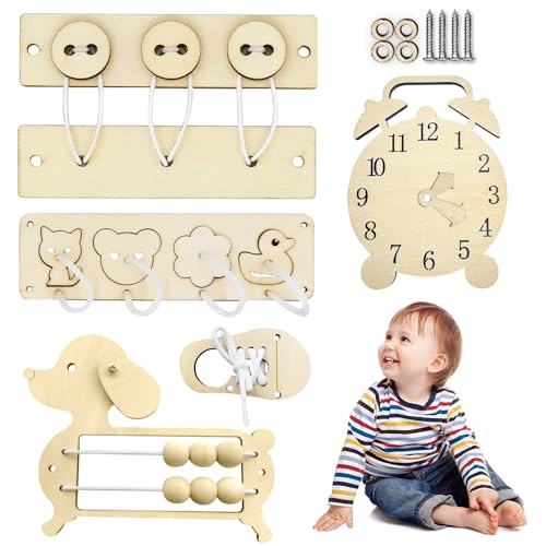 FENYW Hölzernes Busy Board Montessori, 5Stück Holz Montessori Busy Board Zubehör,DIY Praktische Fähigkeiten Lernspielzeug für Kinder Im Vorschulalter,Activity Board Zubehör für Kleinkinder für 1-6Jahr FENYW Hölzernes Busy Board Montessori, 5Stück Holz Montessori Busy Board Zubehör,DIY Praktische Fähigkeiten Lernspielzeug für Kinder Im Vorschulalter,Activity Board Zubehör für Kleinkinder für 1-6Jahr von FENYW