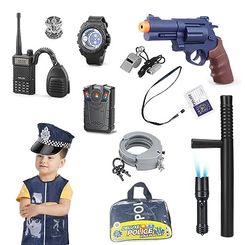 FENYW Polizei Kostüm Kinder, 13pcs Polizei Ausrüstung, Kostüm Polizei Set mit Polizeimütze Polizei Weste Polizei Handschellen Walkie Talkie Pistole, Halloween Kostüm Kinder für Karneval Party FENYW Polizei Kostüm Kinder, 13pcs Polizei Ausrüstung, Kostüm Polizei Set mit Polizeimütze Polizei Weste Polizei Handschellen Walkie Talkie Pistole, Halloween Kostüm Kinder für Karneval Party von FENYW