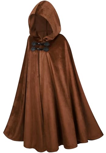 FEOYA Halloween Umhang mit Kapuze Samt Mittelalter Kapuzenumhang Unisex Hoodies Robe Cosplay Cape Karneval Kostüm Vampir Braun L FEOYA Halloween Umhang mit Kapuze Samt Mittelalter Kapuzenumhang Unisex Hoodies Robe Cosplay Cape Karneval Kostüm Vampir Braun L von FEOYA