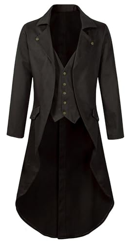 FEOYA Herren Steampunk Vintage Frack Mantel Mittelalter Gehrock Uniform Gothic Viktorianische Jacke Renaissance Retro Vampir Kostüm Braun M FEOYA Herren Steampunk Vintage Frack Mantel Mittelalter Gehrock Uniform Gothic Viktorianische Jacke Renaissance Retro Vampir Kostüm Braun M von FEOYA