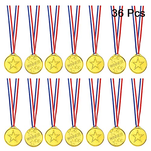 FEPITO 36 STK. Gold Siegermedaillen Kinder Plastikmedaillen Goldmedaille für Kinder Party Favor Dekorationen und Sportpreise FEPITO 36 STK. Gold Siegermedaillen Kinder Plastikmedaillen Goldmedaille für Kinder Party Favor Dekorationen und Sportpreise von FEPITO